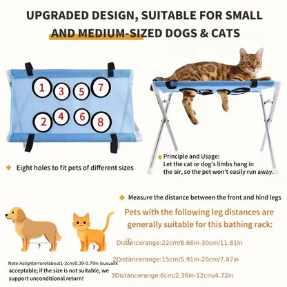 Multi-Functional Pet Grooming Hammock with Bath Support Rack, Ideal for Cat & Dog Bathing and Nail Trimming